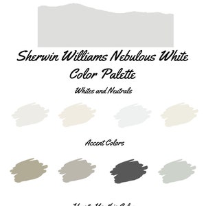 Nebulous White by Sherwin Williams whole home paint palette - interior color palette