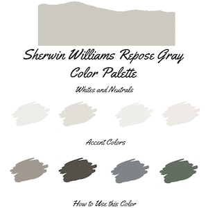 Palette de couleurs pour toute la maison Repose Grey de Sherwin Williams - palette de peinture intérieure
