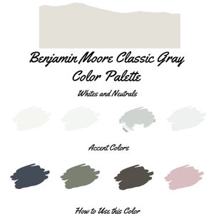 Classic Grey di Benjamin Moore, tavolozza dei colori per tutta la casa, tavolozza delle pitture per interni