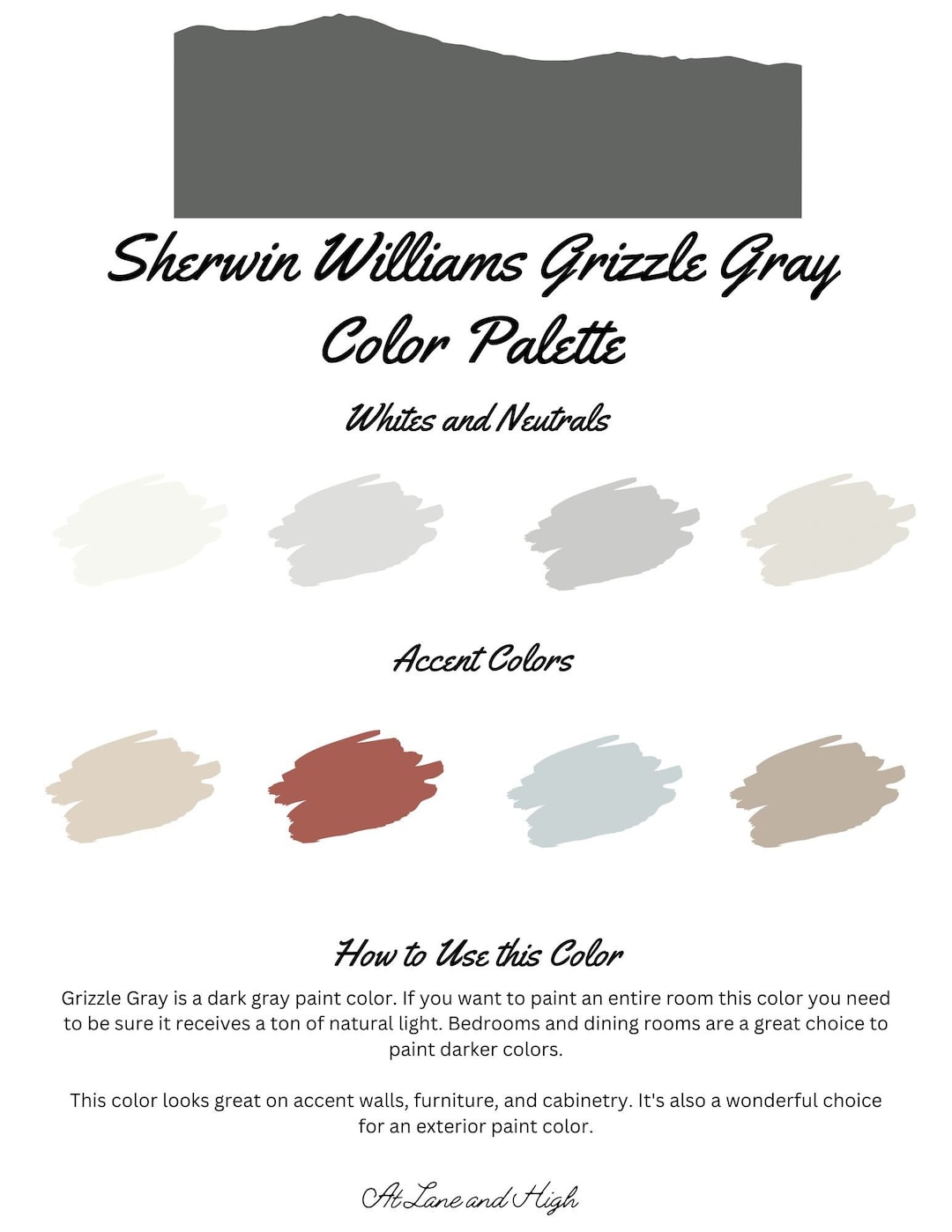 Grizzle Gray by Sherwin Williams Whole Home Color Palette Interior Color Palette Etsy