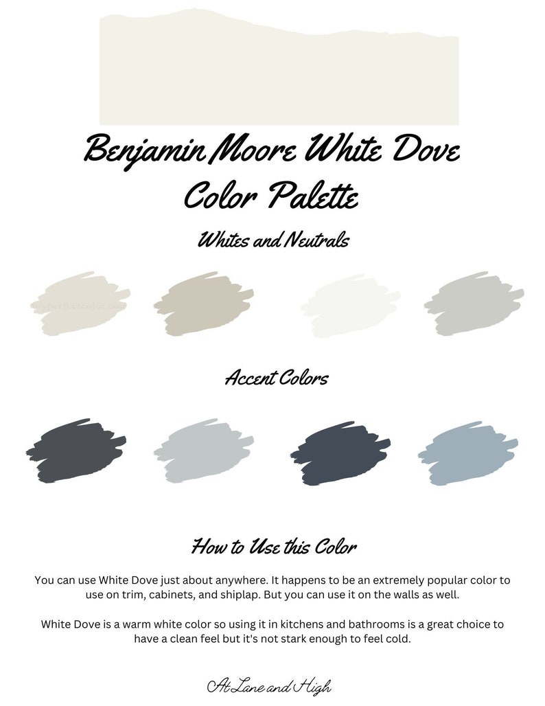 White Dove by Benjamin Moore Whole Home Color Palette - Etsy