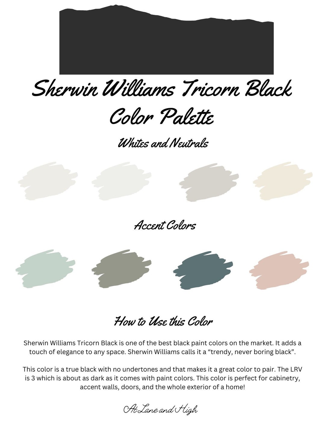 Tricorn Black by Sherwin Williams Whole Home Color Palette - Etsy