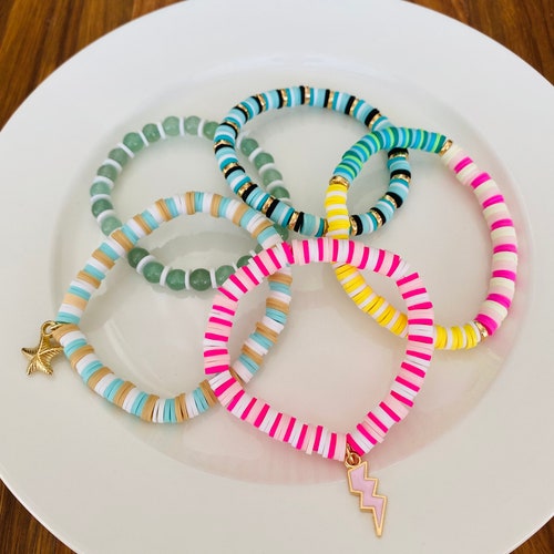 Preppy Bracelets Gold Bracelet Pink White Light Pink Etsy