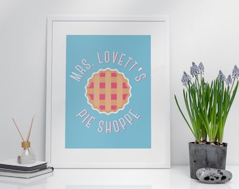 Mrs. Lovett&#39;s Pie Shoppe Poster, Sweeney Todd Poster, Waitress Poster, Musical Theatre Poster, Broadway Poster, Funny Theatre Gift
