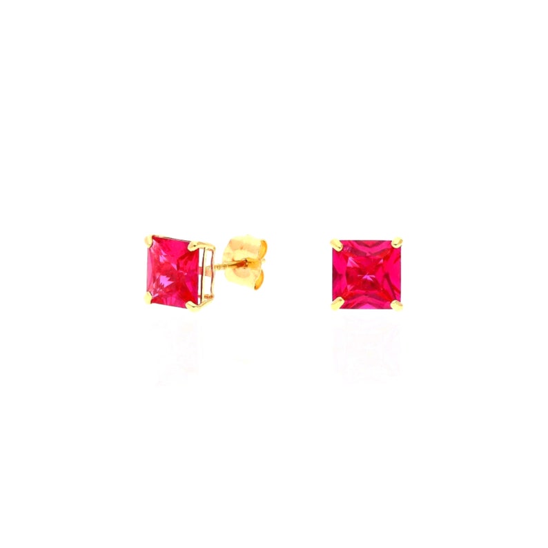 thumbnail interactive-video image 1 of 2 Ct Princess Cut Created Canary Diamond Earrings (14K Yellow Gold, Screw Backs) 1 of 6