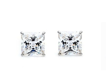 0.5 Ct Princess Cut MOISSANITE Stud Earrings Solid 14K Gold plated Gift