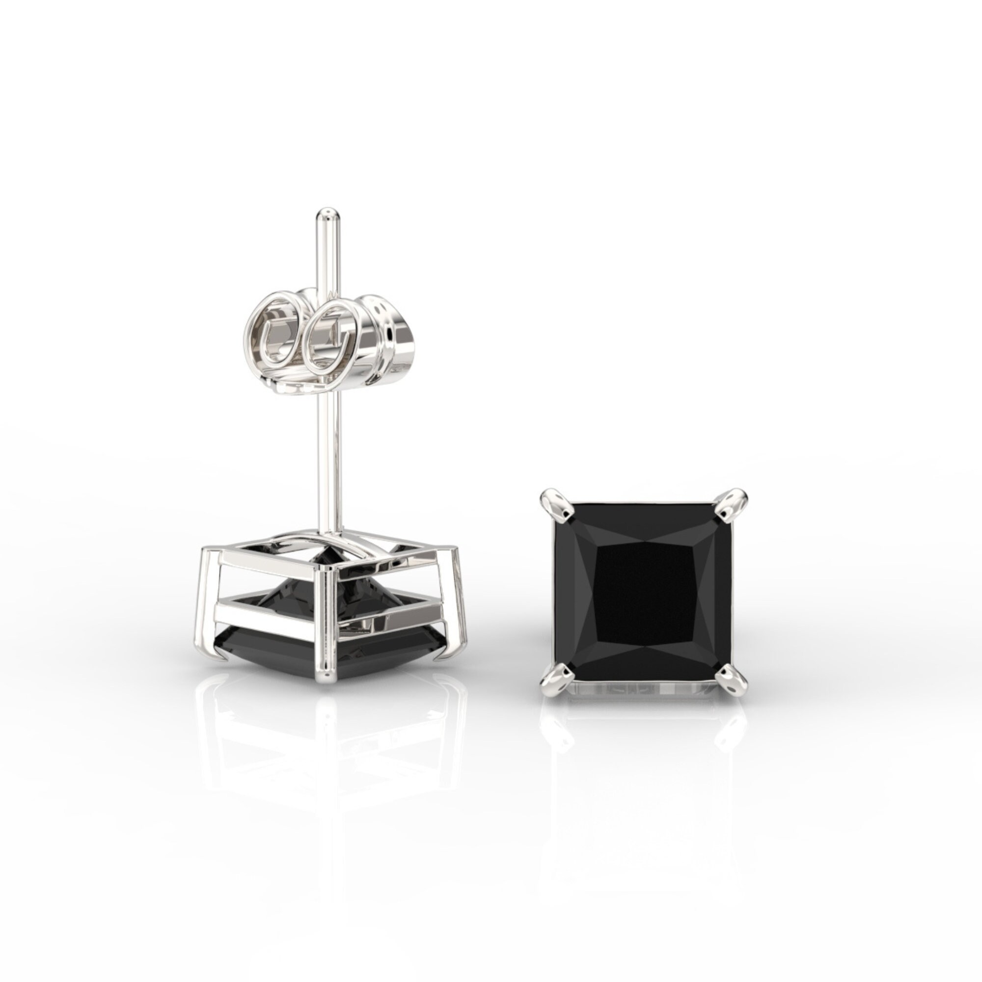 Princess cut black diamond stud earrings best sale