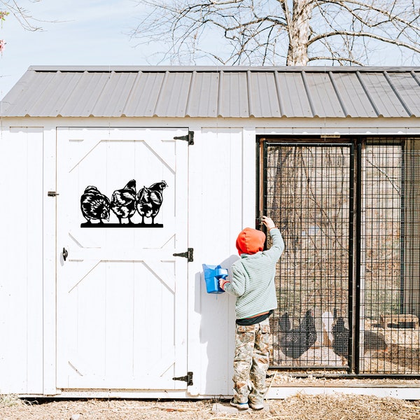 Peek a boo chickens, fence decor, chicken fence sign, chicken coop sign