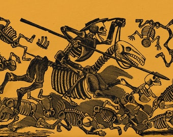 CALAVERA ReitSKELETT PFERD. Grafisches T-Shirt mit vintage mexikanischer Illustration mit Dia de Los Muertos Vibe. In mehreren Farben erhältlich
