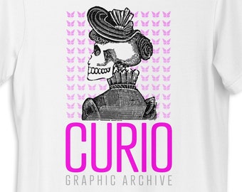 DIA de LOS MUERTOS Elegant Lady Skeleton Graphic Tee