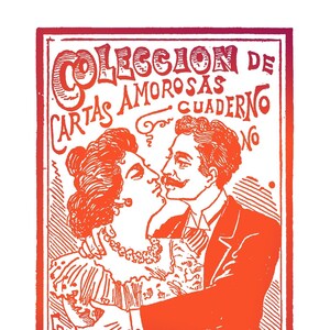 LOVE LETTERS / Cartas Amorosas Unisex graphic tee w/ orange gradient vintage Mexican illustration. Available in multiple colors