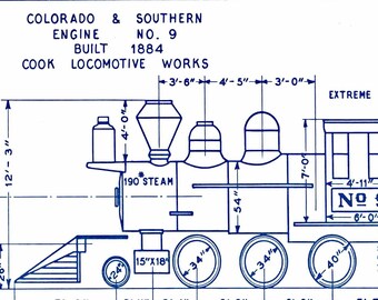 Burlington Railroad Vintage Blueprint Graphic Tee