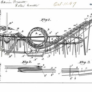 Grafisches T-Shirt Vintage Achterbahn Patent