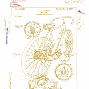 Fahrrad Patent Grafik T-Shirt