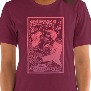 LOVE LETTERS / Cartas Amorosas Unisex graphic tee w/ pink vintage Mexican illustration. Available in multiple colors