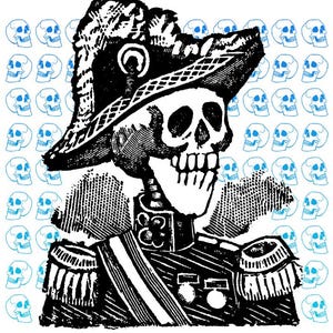 Vintage Calavera skelett militär amiral officerskjorta Dia de los Muertos dag för de döda illustration grafisk t-shirt