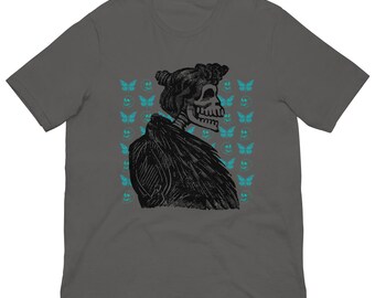 Day of the Dead Lady Tee, Elegant Calavera Senora Skeleton Shirt, Vintage Dia de los Muertos Portrait, Mexican Folk Art Unisex Tee