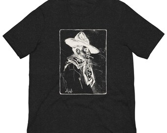 Vintage Cowboy Graphic Tee, Western Linocut Portrait Shirt, Cowboy Aesthetic Tee