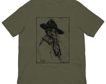 Vintage Cowboy Graphic Tee, Western Linocut Portrait Shirt, Cowboy Aesthetic Tee