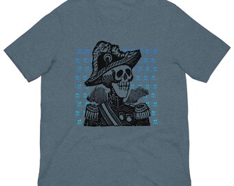 Day of the Dead General Tee, Vintage Calavera Skeleton Military Officer Shirt, Dia de los Muertos Admiral, Mexican Folk Art Unisex Tee