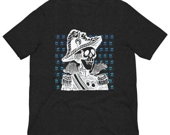 Day of the Dead General Tee, Vintage Calavera Skeleton Military Officer Shirt, Dia de los Muertos Admiral, Mexican Folk Art Unisex Tee