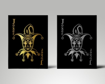 Gold/Silver Joker Playing Card Canvas Art, Poker Wall Decor