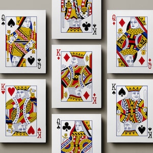 Tela di carte da gioco Re/Regina / Cuori / Quadri / Picche / Fiori / Stampe su tela / Arte da parete
