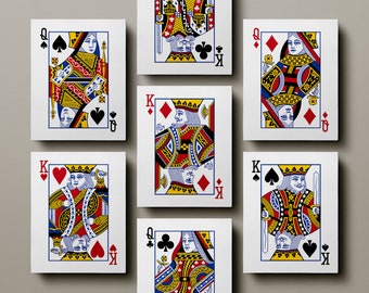King/Queen Playing Card Canvas / Hearts / Diamonds / Spades / Clubs / Canvas Prints / Wall Art