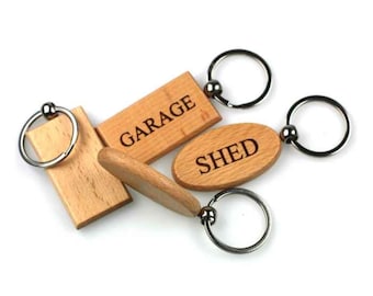 Personalized Beech Wood Keychain, Laser Engraved Keyring