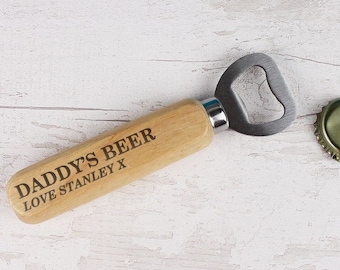 Personalized Wood Bottle Opener, Laser Engraved Gift