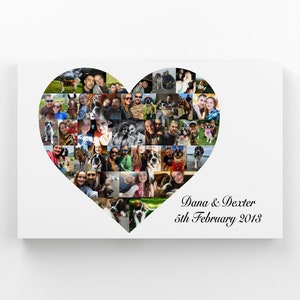 Personalised Heart Canvas / Custom Heart Shape Photo/ Collage Framed Canvas Print / Valentine Day Love Heart Canvas / Anniversary Canvas