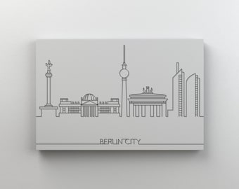 Berlin City Skyline Canvas Art, Minimalist Germany Outline Decor