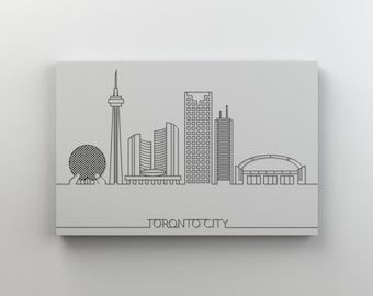Toronto City Skyline Canvas / Outline Art Canvas / Canada Art / Art Print / Wall Art / Ready To Hang Canvas
