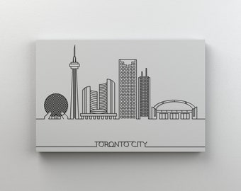 Toronto City Skyline Canvas Print, Canada Outline Art