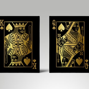 Conjunto de lienzos Gold King y Queen of Spades / Su regalo / Impresiones de lienzo / Arte de pared / Dúo / Paquete / Naipes