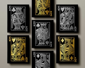 Personalized King Playing Card Canvas Print, Gold/Silver Wall Art