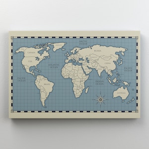 Classic World Map Canvas / Map of the World Canvas / World Art / Art Print / Wall Art / Ready To Hang Canvas