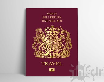 British UK Passport Canvas Art Print, Travel Inspiration