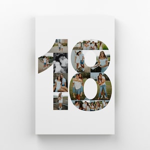 Personalised Number Canvas / Birthday Photo Collage / Picture Collage / Birthday Gift / Anniversary Gift / Ready To Hang Canvas