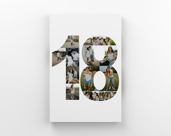 Personalized Number Photo Collage Canvas, Birthday Anniversary Gift