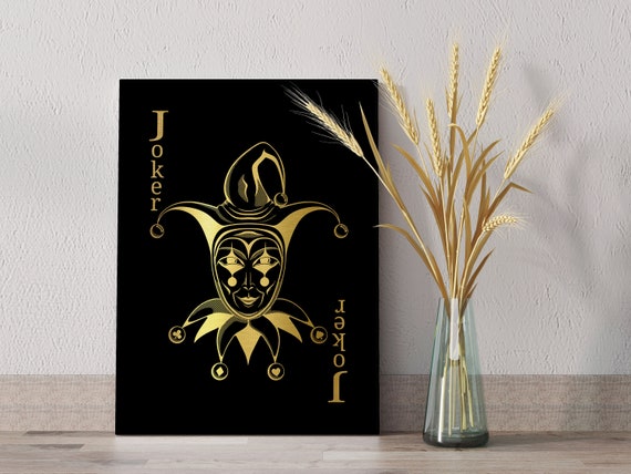 Gold/silver Joker Playing Card Canvas Art, Poker Wall Decor - Etsy