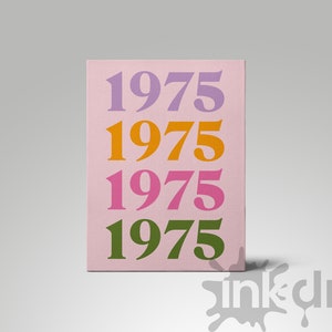 Personalised Year Framed Canvas / Colourful Print / Pop Art Print / Anniversary Canvas / Home Art