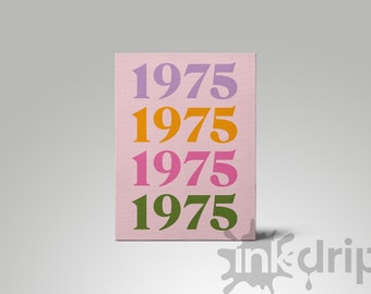 Personalized Year Canvas Print, Colorful Pop Art