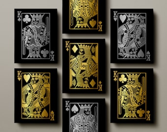 Gold/Silver King Playing Card Canvas / Hearts / Diamonds / Spades / Clubs / Canvas Prints / Wall Art