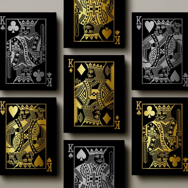 Gold/Silver King Playing Card Canvas / Hearts / Diamonds / Spades / Clubs / Canvas Prints / Wall Art