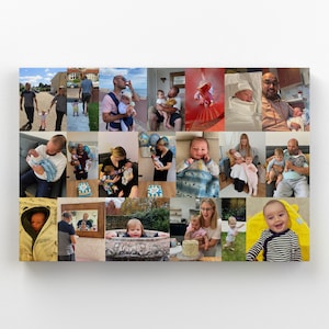 Tela de colagem personalizada / Tela de foto personalizada / Impressão em tela com moldura de montagem / Tela de aniversário / Tela de aniversário