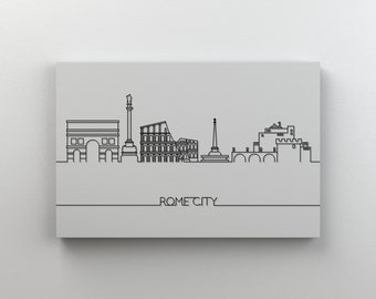 Lienzo con el horizonte de la ciudad de Roma, arte mural con contornos de Italia