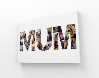 Personalized Mum Photo Collage Canvas Print, Framed Keepsake