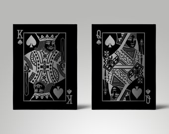 King and Queen of Spades Canvas Print Set, Couple's Wall Art