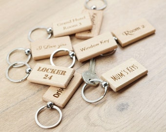 Personalized Bulk Wood Keyrings, Laser Engraved Custom Keychain